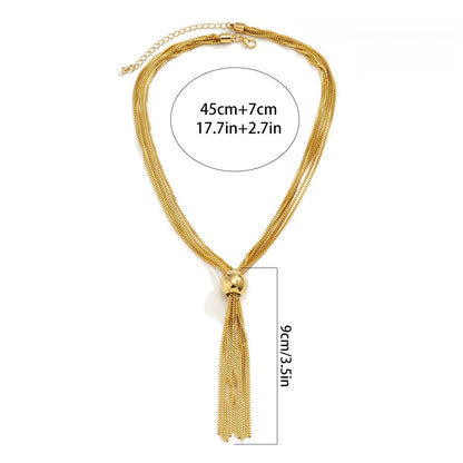 Chunky Bead Drop Layered Chain Necklace