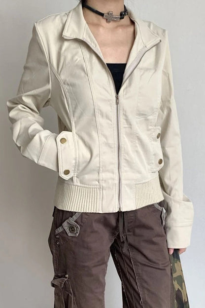 Casual Turn-Down Collar Short Jacket