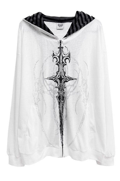 Unisex Y2K Japanese Dark Streetwear Thin Hooded Coat
