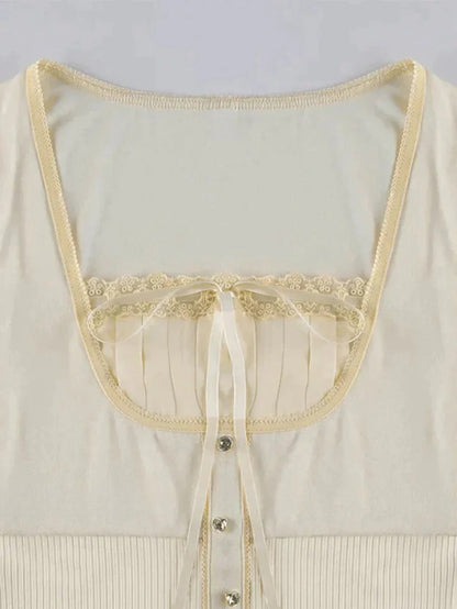 Lace Trim Padded Trendy Ribbed Crop Cami Top