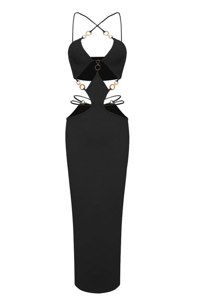 Melina Sexy Halter Wine Dress