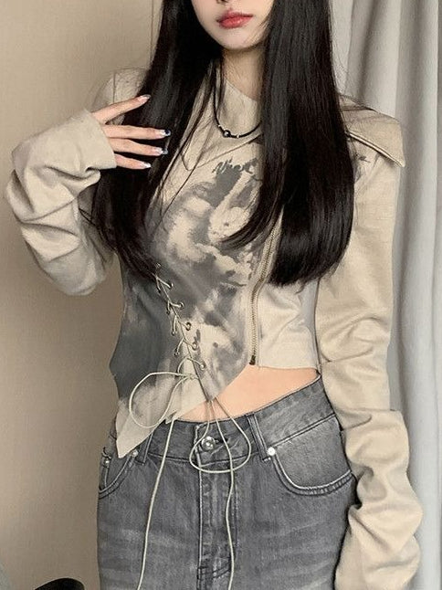 Long Sleeve Cotton Slim Fit Casual Crop Top