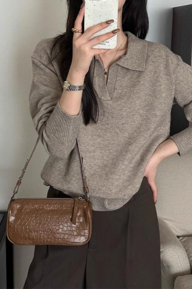 Slouchy Polo Style Sweater
