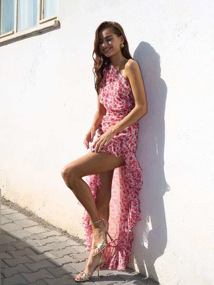 Emberly - Floral Halter Neck Dress