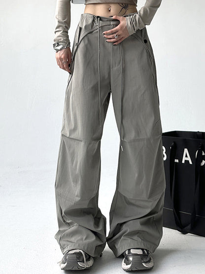 Solid Color Parachute Cargo Pants