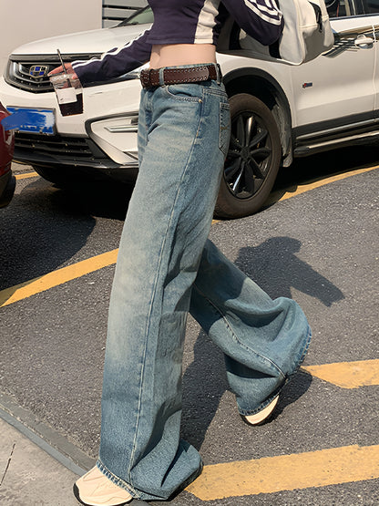 Retro Water Mark Design Flare Jeans