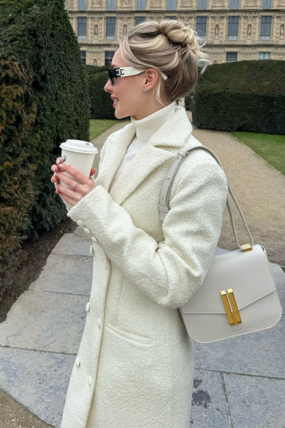 Solid Color Slim Fit Long Elegant Tailored Overcoat