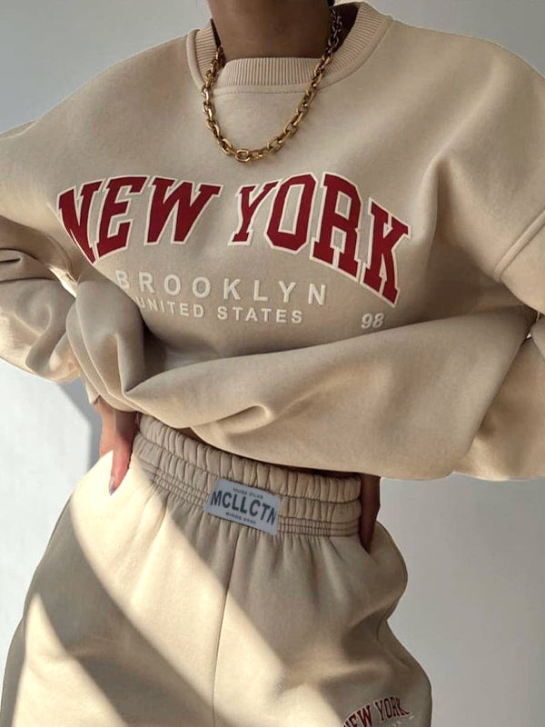Contrast Color Letter Print Pullover Sweatshirt