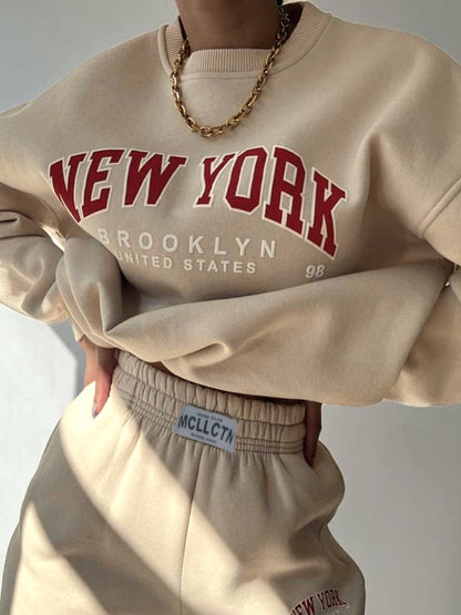 Contrast Color Letter Print Pullover Sweatshirt