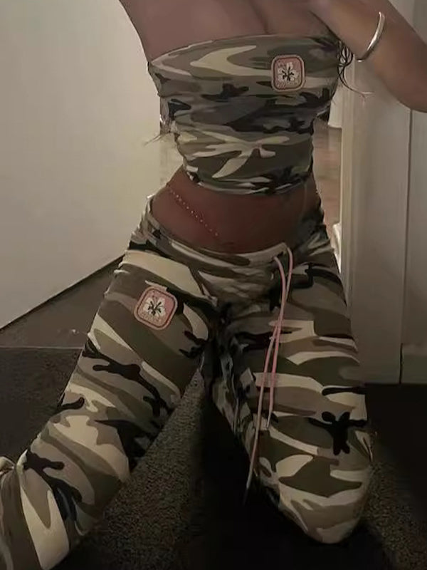 Camouflage Print Bandeau Top