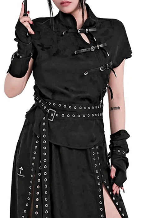 Jacquard Punk Fingerless Gloves