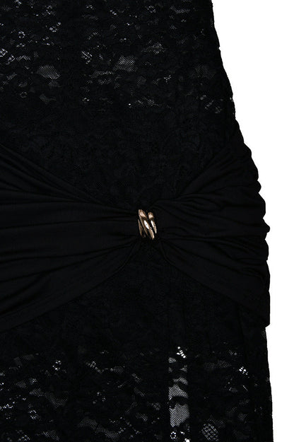 Sleeveless Lace High Slit Maxi Dress