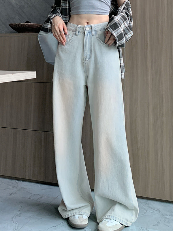 Light Washed High Waist Mopping Boyfriend Jeans