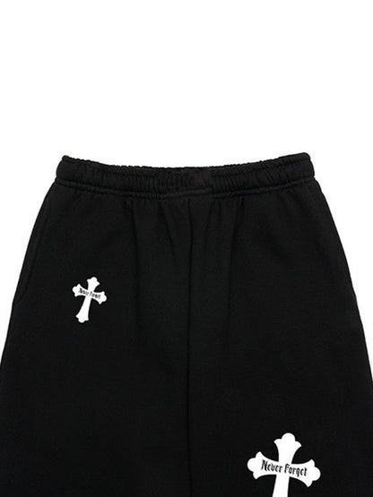 Hip Pop Cross Print Bound Feet Sweatpants