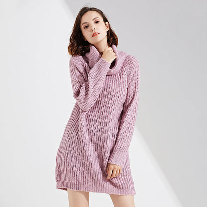 Autumn Winter Women Clothing Sweater Sweater Women Long Sleeve High-Necked All-Matching Solid Color Pullover Bottoming Shirt Women Sweater