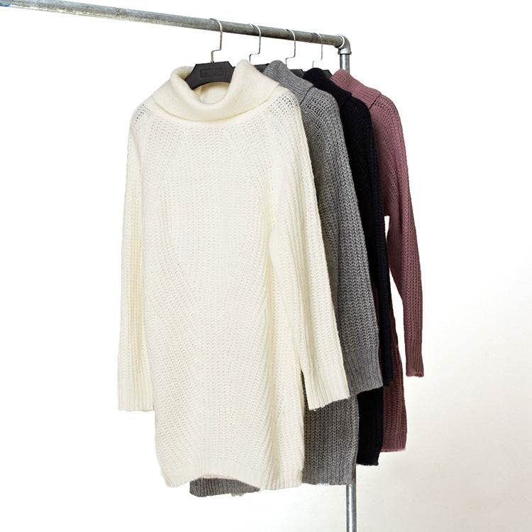 Autumn Winter Women Clothing Sweater Sweater Women Long Sleeve High-Necked All-Matching Solid Color Pullover Bottoming Shirt Women Sweater