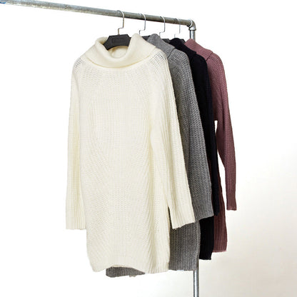 Autumn Winter Women Clothing Sweater Sweater Women Long Sleeve High-Necked All-Matching Solid Color Pullover Bottoming Shirt Women Sweater