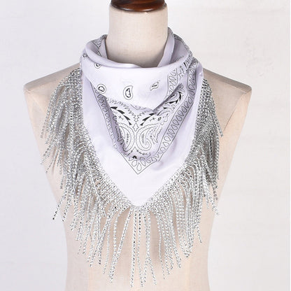 British Retro Diamond Tassel Square Scarf
