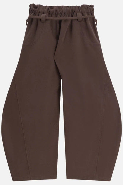 Tie Waist Relaxed Wide Leg Long Pants