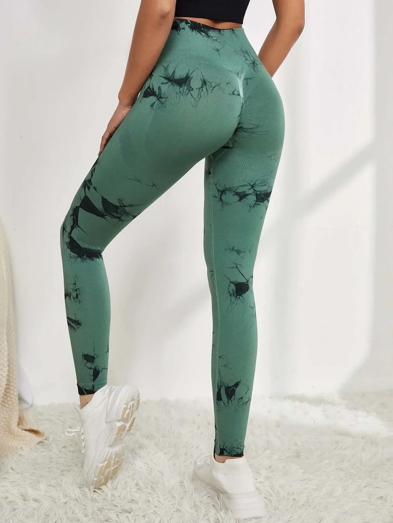 Marbling Tie-Dye Elastic Women's Fitness Running Activities Sports Leggings