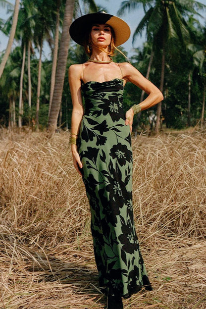 Sexy Floral Backless Slip Dress