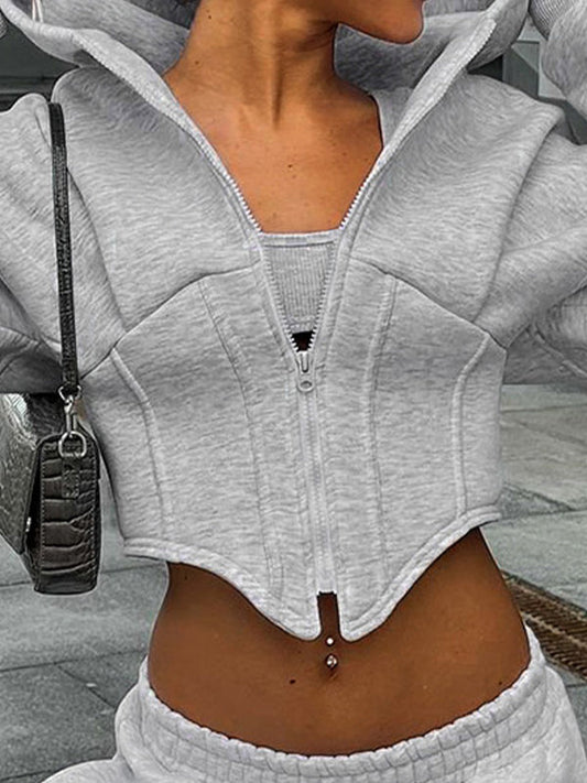 Gray Solid Vintage Color Oversized Hoodie