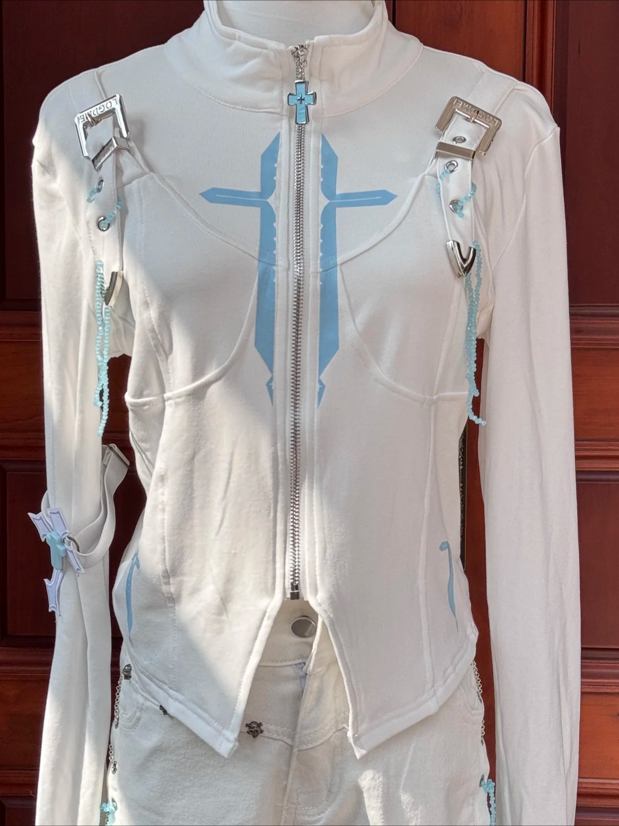 Contrast Futuristic Stand Collar T-shirt