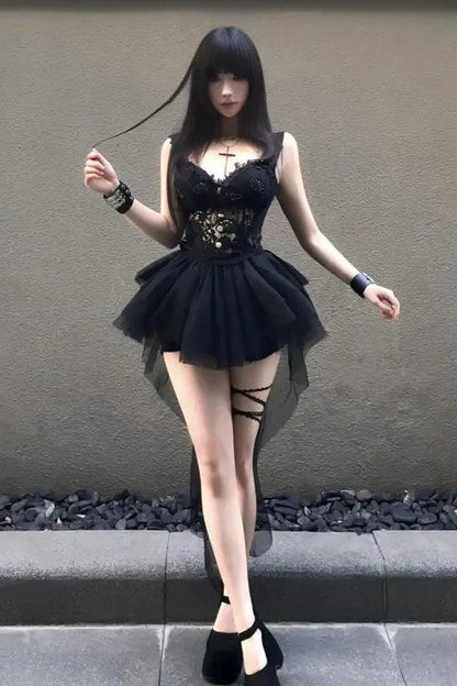 Dark Gothic Lace Camisole Skirt