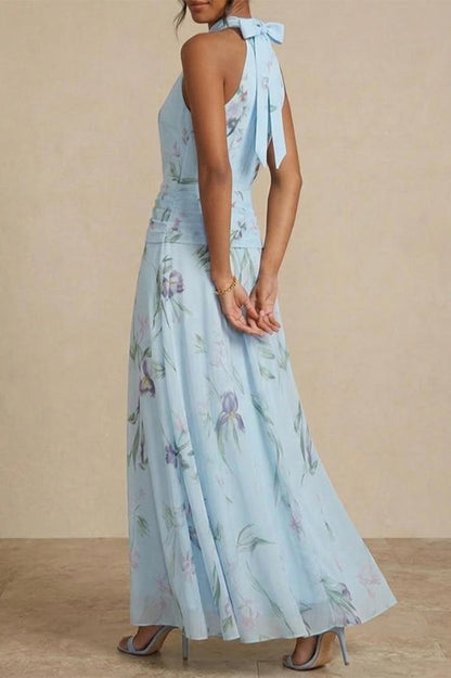 Aria Ruched Halter Floral Dress