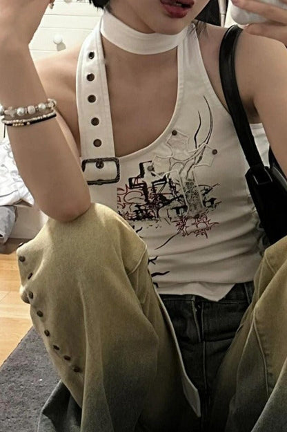 Y2K Halter Camisole Off-Shoulder Tank Top