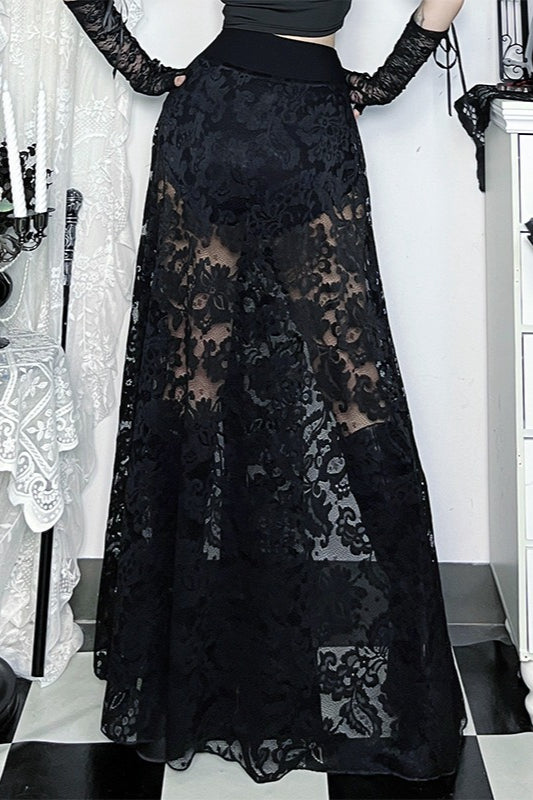 Gothic High Double Split Midi Skirt