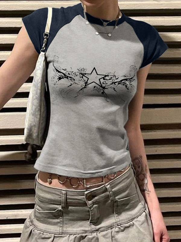 Street Spider Raglan Sleeve Cropped Top