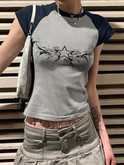 Street Spider Raglan Sleeve Cropped Top