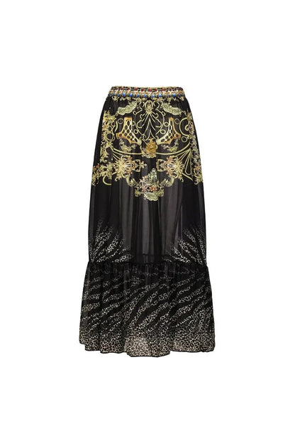 Conjunto de traje de baño con volantes en dorado y negro