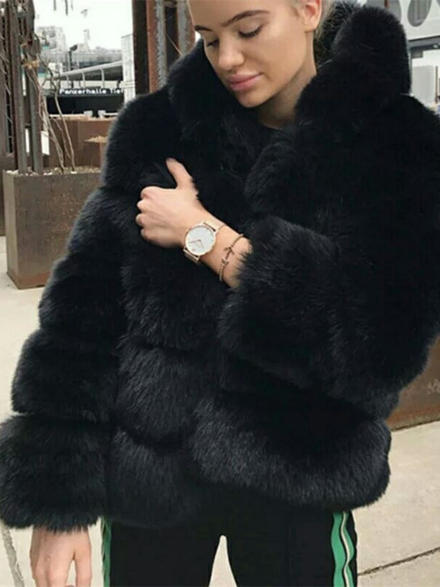 Artificial Fur Hooded Coat Parties Coats