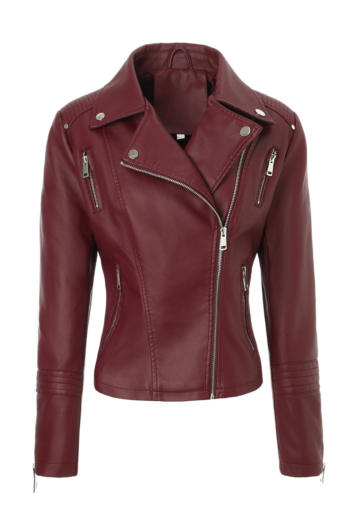 PU Leather Vintage Moto Plus-size Jacket