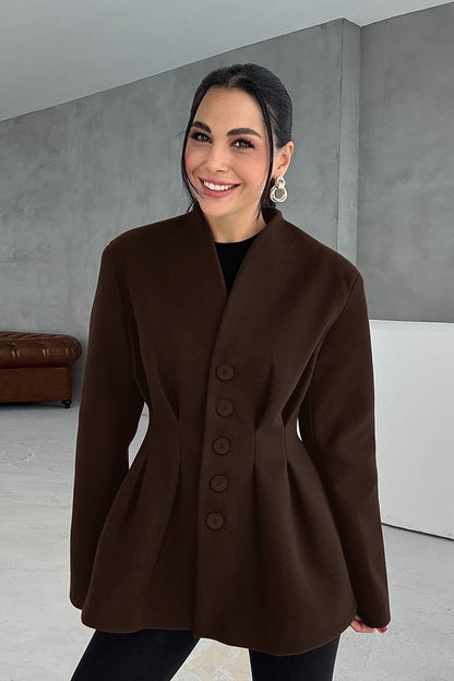Tailored V-Neck Waist Defined Blazer