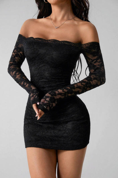 Lace Long Sleeve Bodycon Graduation Party Dress
