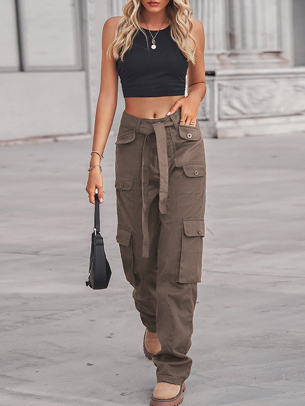 Belted Baggy Denim Cargo Jeans