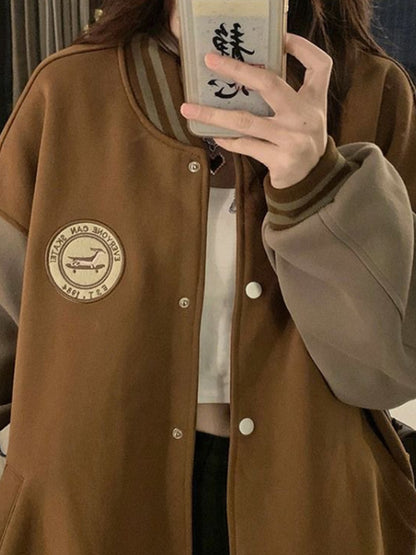 Contrast Colors Loose Casual Jacket