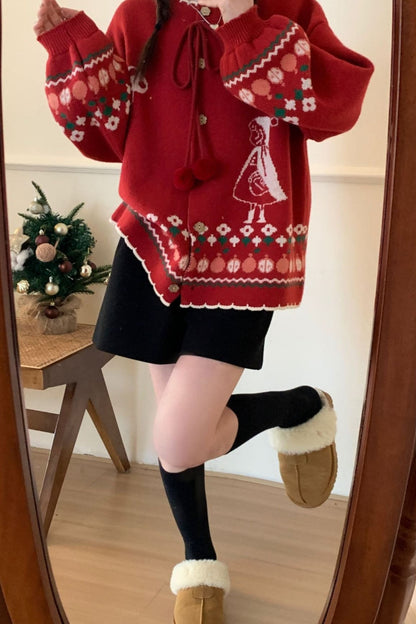 Pompom Oversized Cardigan