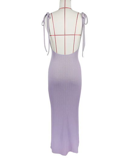 Slim Backless Strappy Long Dress