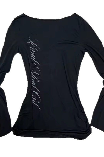 Gothic Punk Versatile Slim Long Sleeve Knit Top