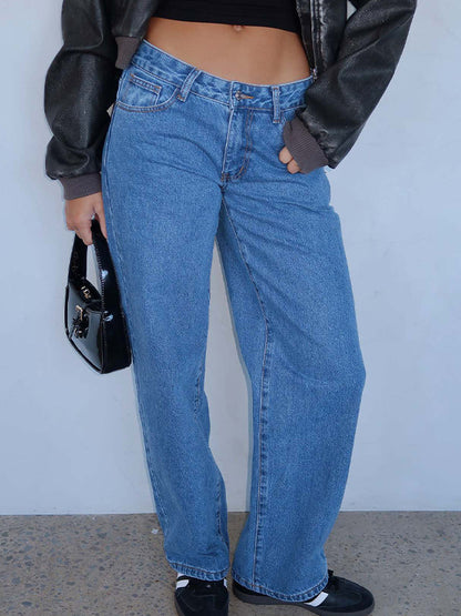 Versatile Simple Midriff Boyfriend Jeans