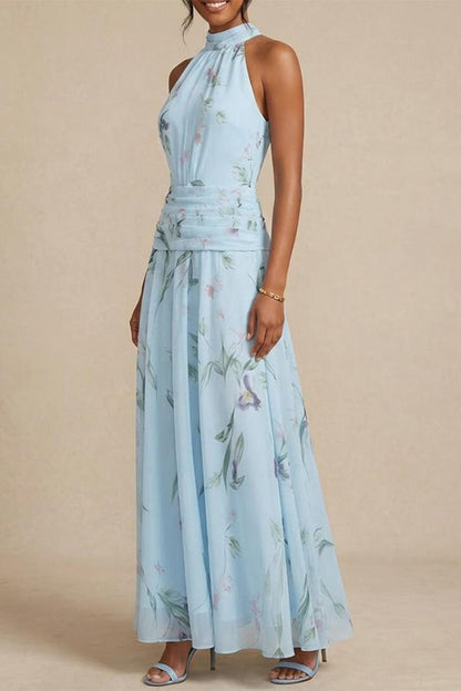 Aria Ruched Halter Floral Dress