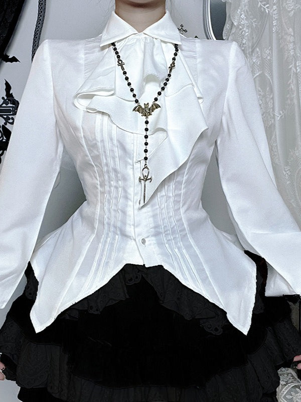 White Slim Fit Long Sleeve Blouse