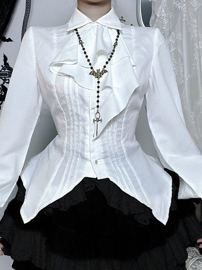 White Slim Fit Long Sleeve Blouse