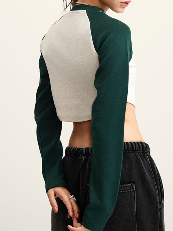 Retro Raglan Crop Long Sleeve Tee