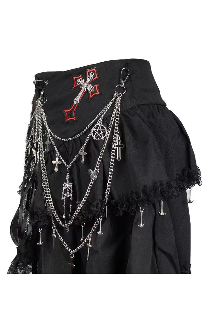Dark Gothic Cyberpunk Chain Mini Skirt