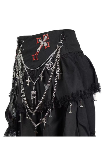 Dark Gothic Cyberpunk Chain Mini Skirt